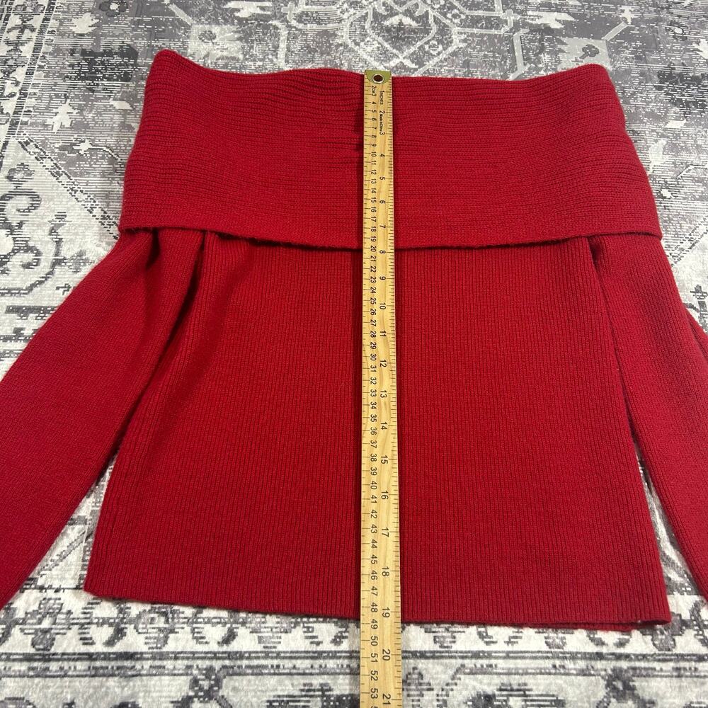 Leith Red Off Shoulder Foldover Rib Knit Sweater Top Women’s Size S - Picture 5 of 7